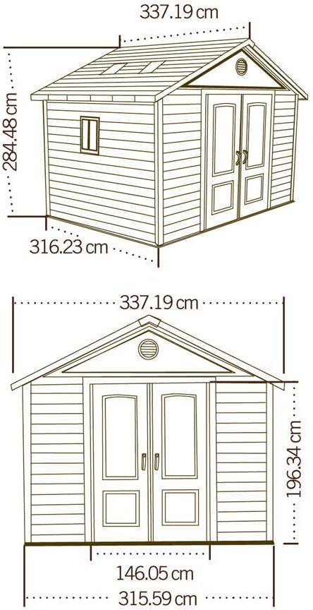 Lifetime - Abri de Jardin Tan - 313,6x313,6x284,4 cm - Grande capacité - 60057
