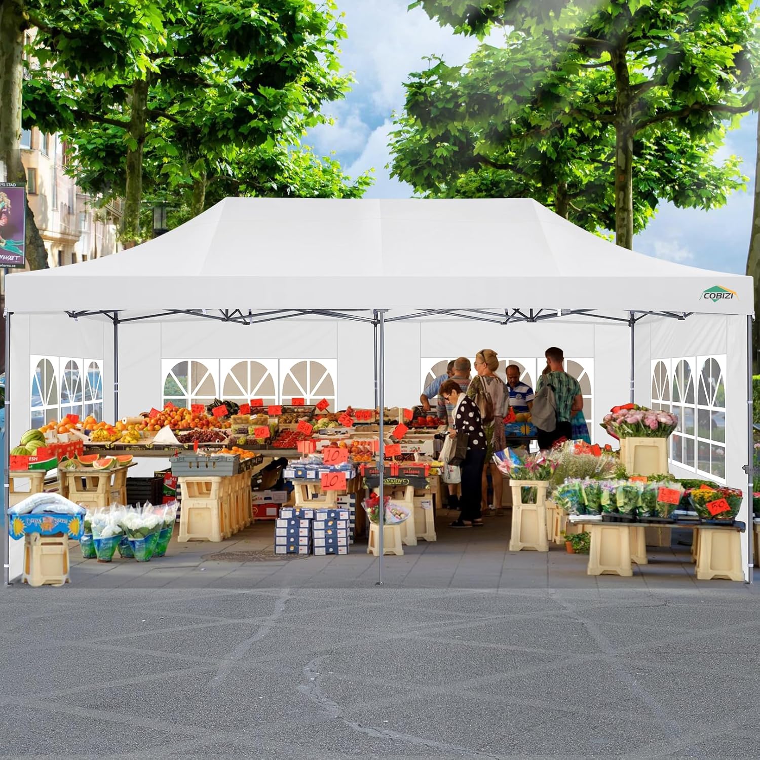 COBIZI - Barnum pliant 3x6m, 6 parois, imperméable, 3 hauteurs