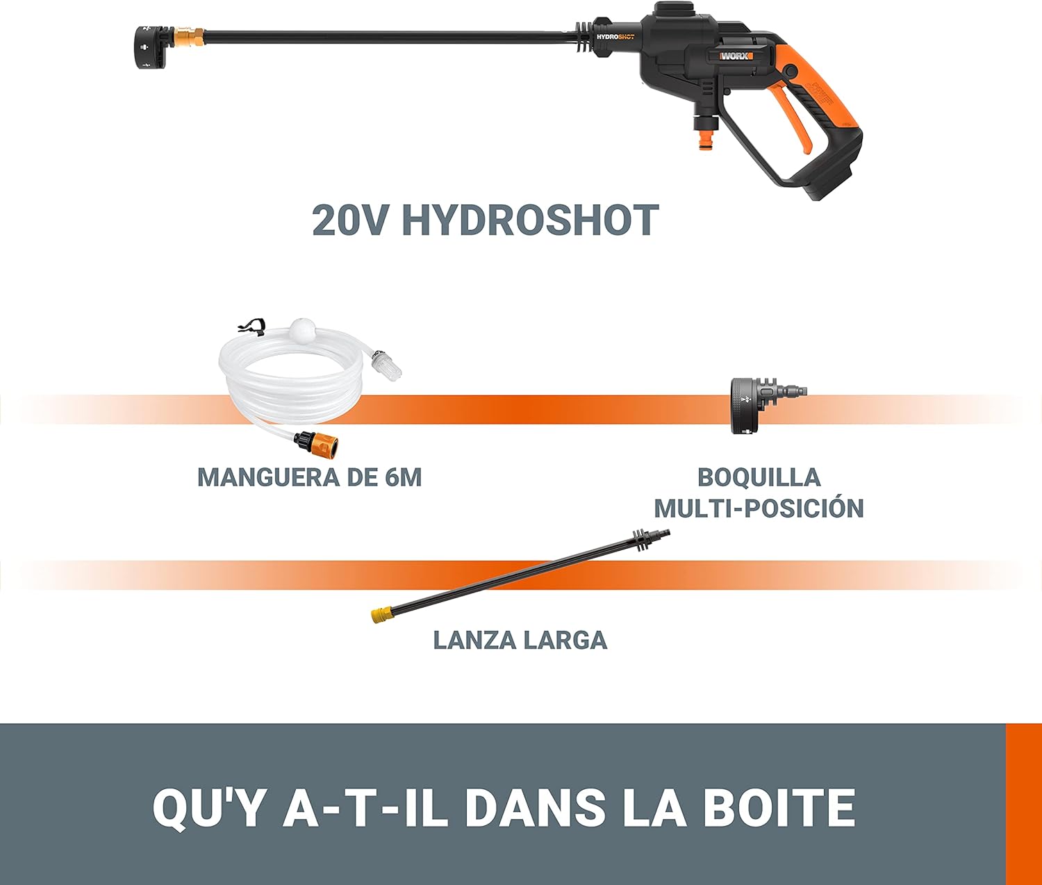 WORX – nettoyeur haute pression mobile 20V, accessoires, WG620E.9