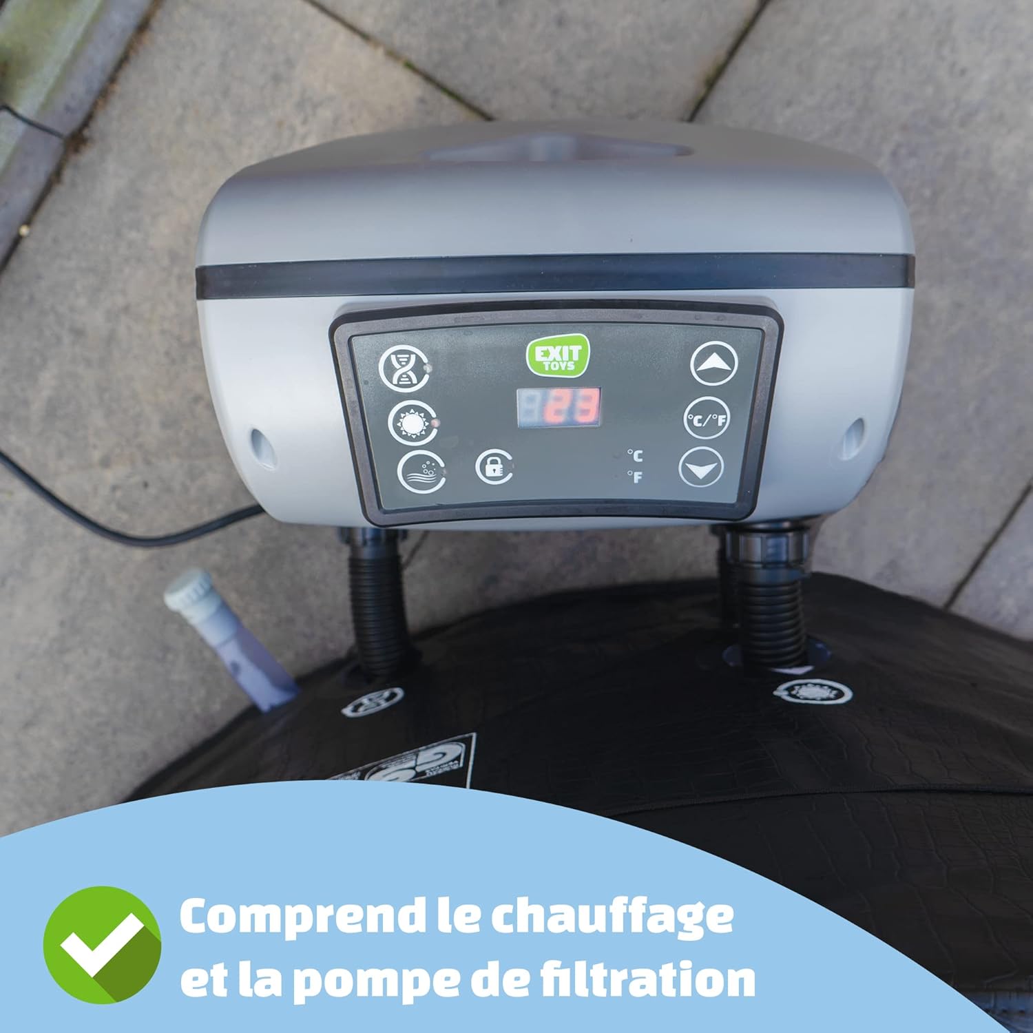 EXIT Toys - Leather Premium Spa extérieur 184x73cm - 4 places, chauffage, 120 jets air