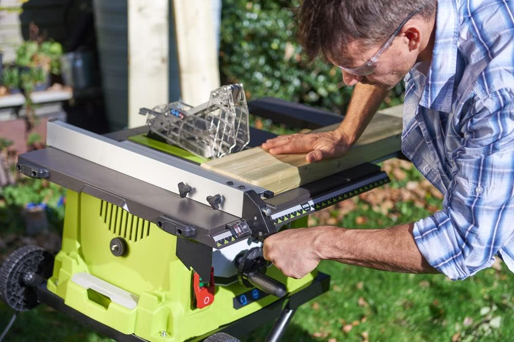 RYOBI - Scie sur Table RTS1800EF-G – Moteur 1800W, Lame Ø254mm 48 dents, Guide Parallèle, Rallonges Latérales, Coupe Droite et Inclinaison Réglable