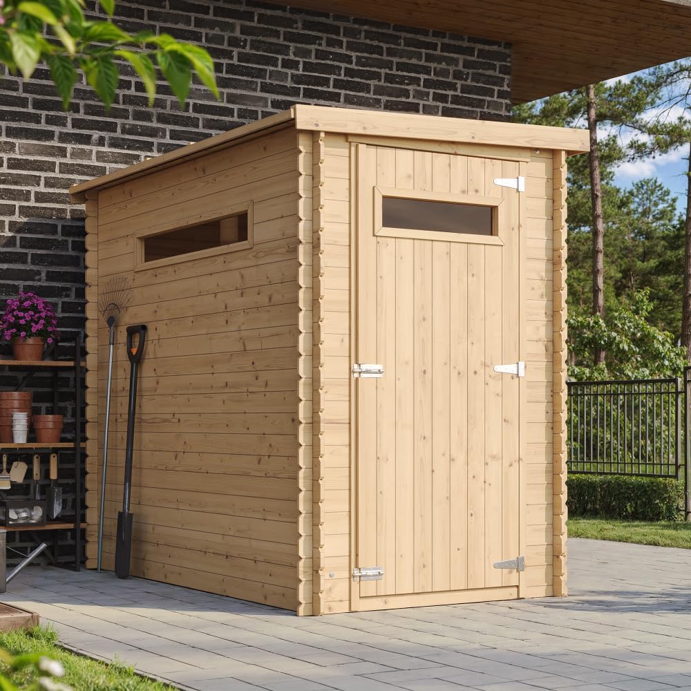 Abri de Jardin en Bois, Petite fenêtre - Stockage extérieur l239xL144xH198 cm/2.63 m2 - Petit abri à Outils, Local à vélos - Toit imperméable, fenêtres TIMBELA M306A