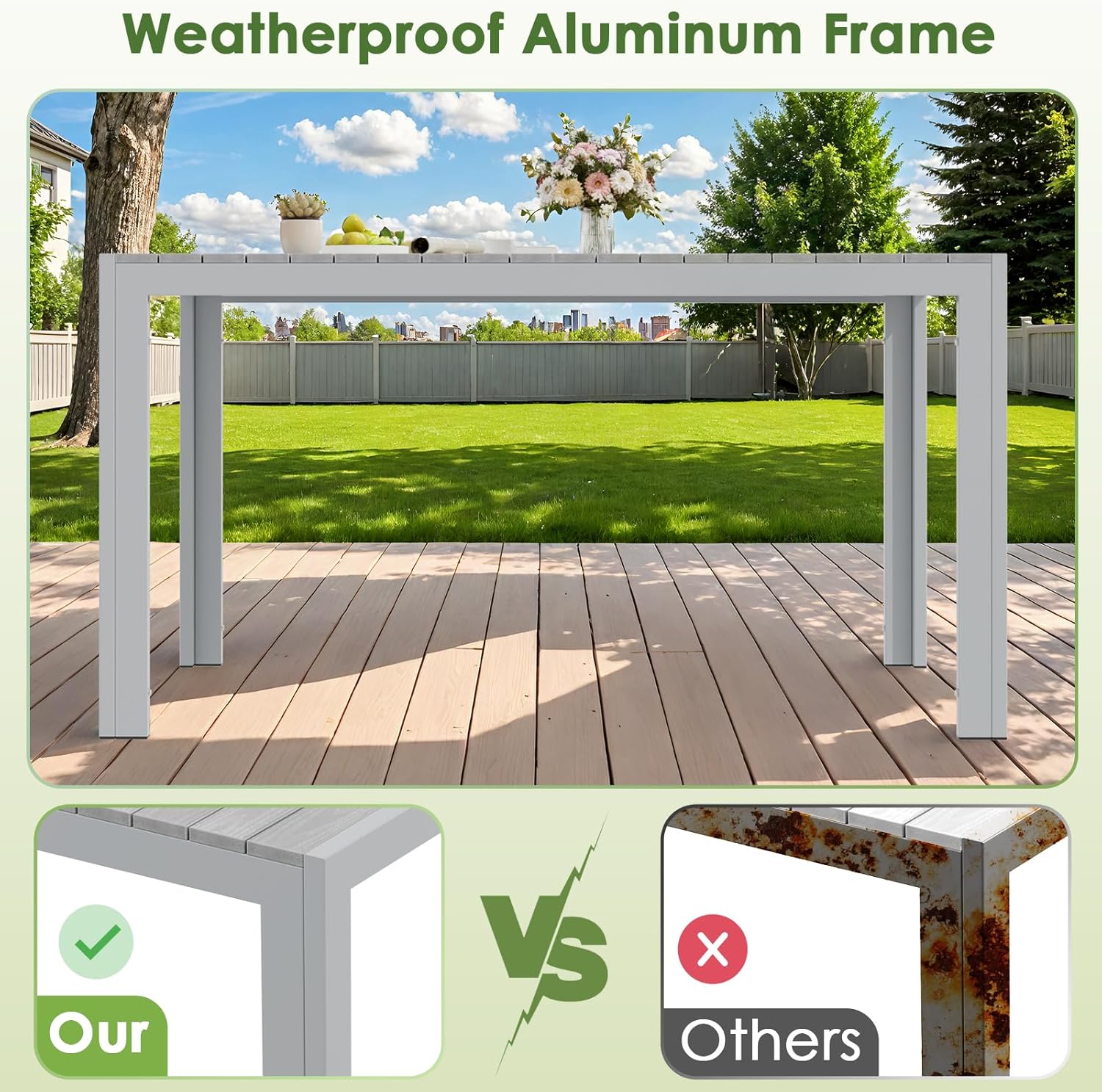 LIFERUN - table rectangulaire aluminium 140x90x75cm 6 pers gris
