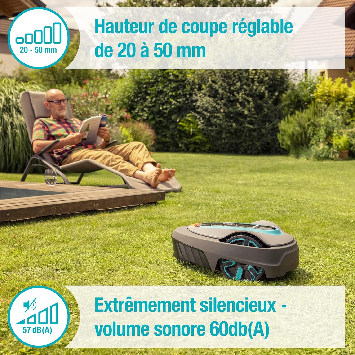 Gardena - Smart SILENO City série - 500m² - IA, contrôle app, pentes 35%, 19602-66