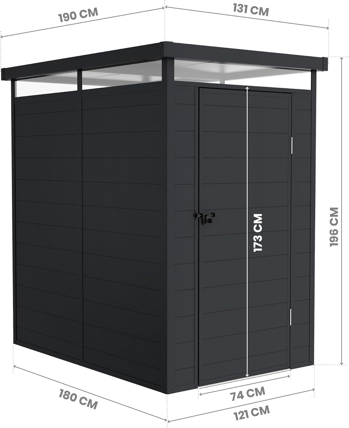 Wasabi - Abri jardin Terra, 2,47m², alu/PVC, UV, gris anthracite