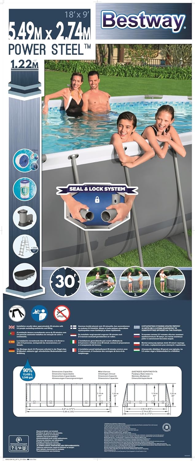 Bestway - Power Steel - 549x274x122cm - Piscine hors sol avec accessoires