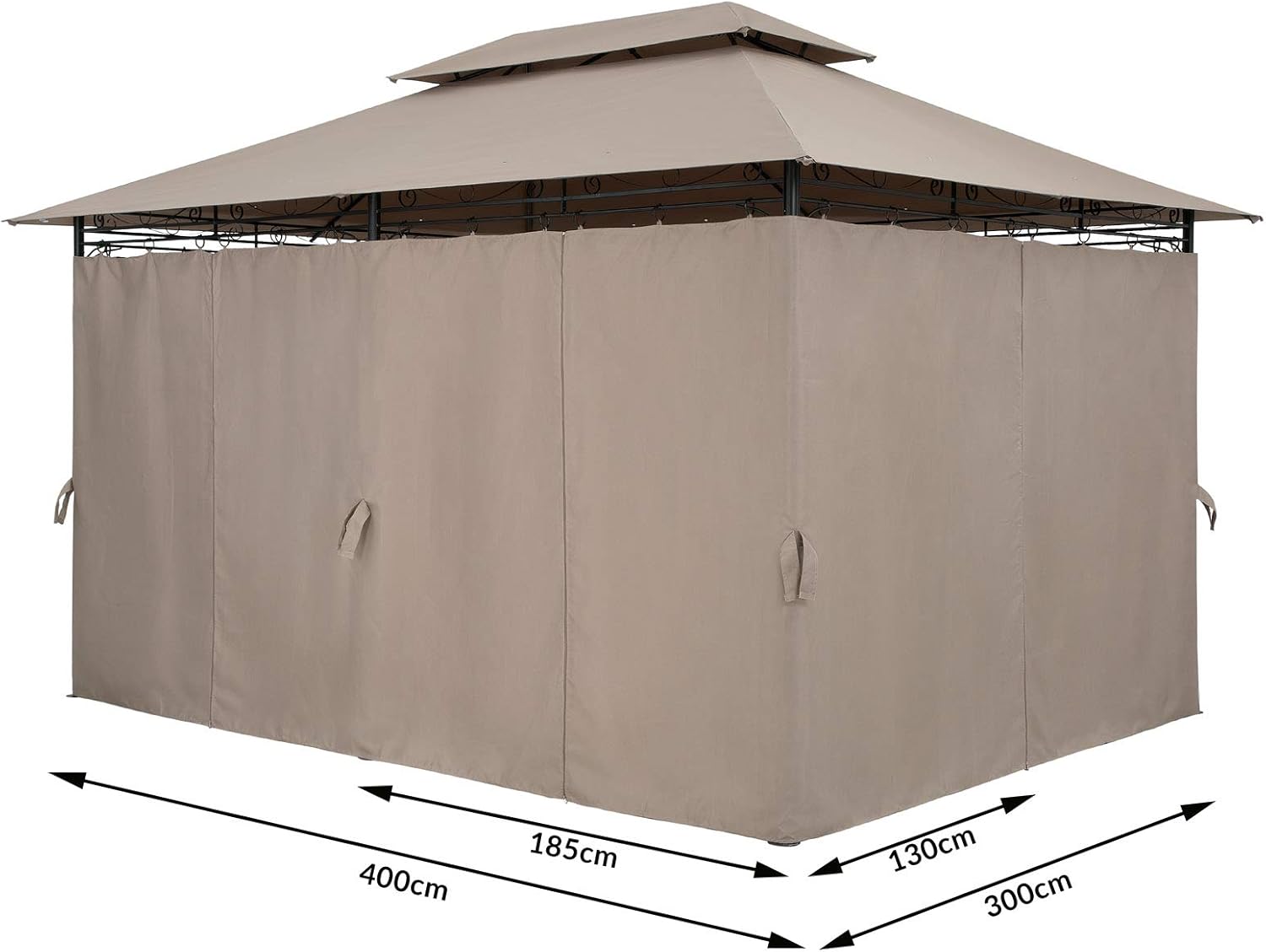 Casaria - Pavillon Jardin 3x4m - Métal, Hydrofuge, UV 50+, Robuste, Taupe, Topas.