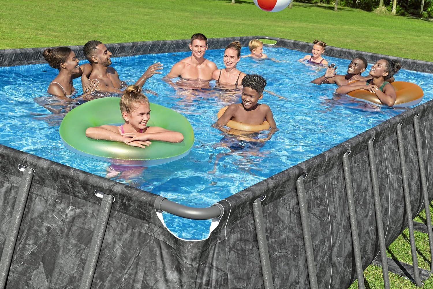 Bestway Piscine Hors Sol rectangulaire APX 365-732 cm x 366 cm x 132 cm - Gris foncé