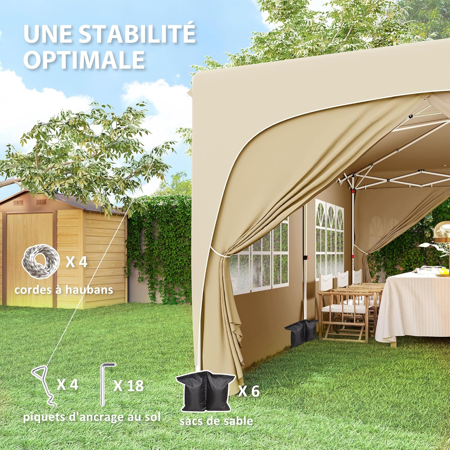 Outsunny - tonnelle pliante Pop up - 3x6 m - UPF50+, accessoires