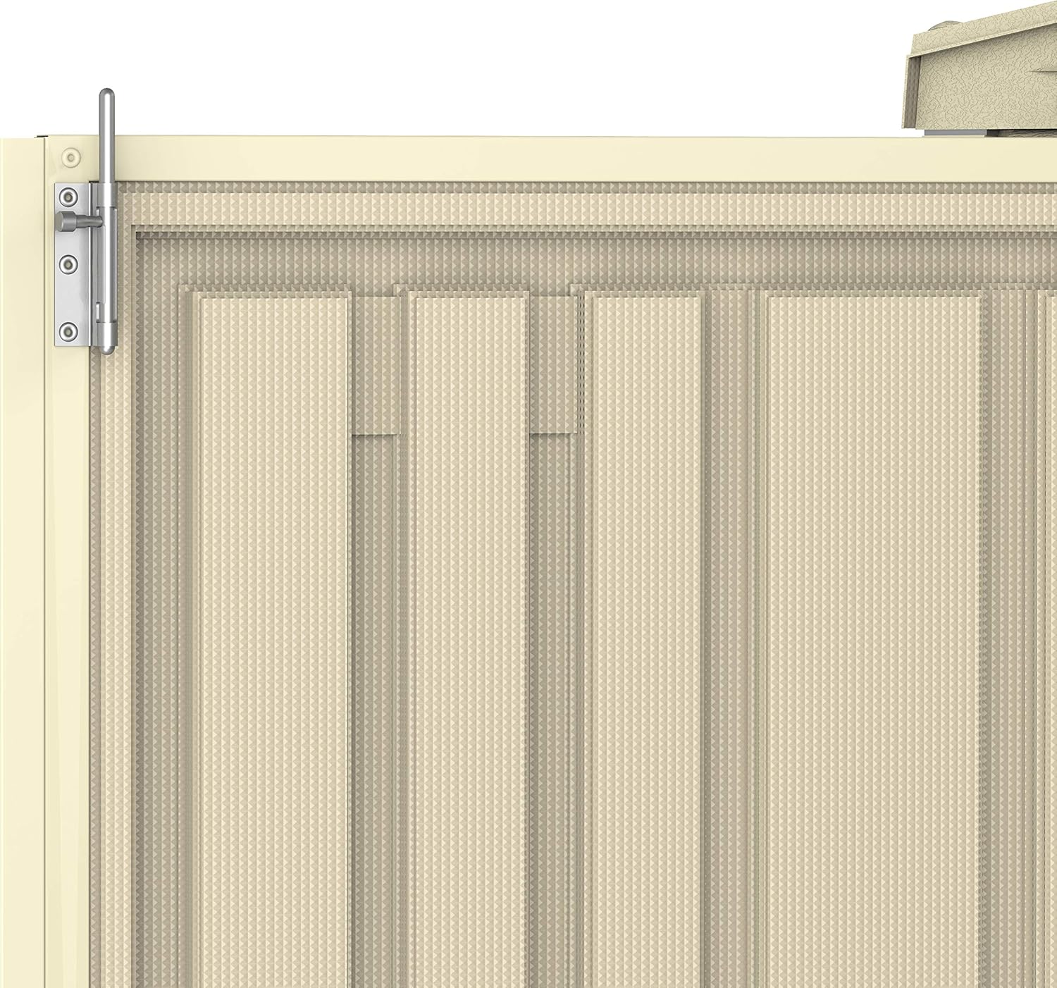 Duramax DuraMate 8 x 8 (5.75 m²) Abri de jardin en plastique avec kit de fondation en métal, structure de toit en métal robuste, abri en vinyle sans entretien - Ivoire