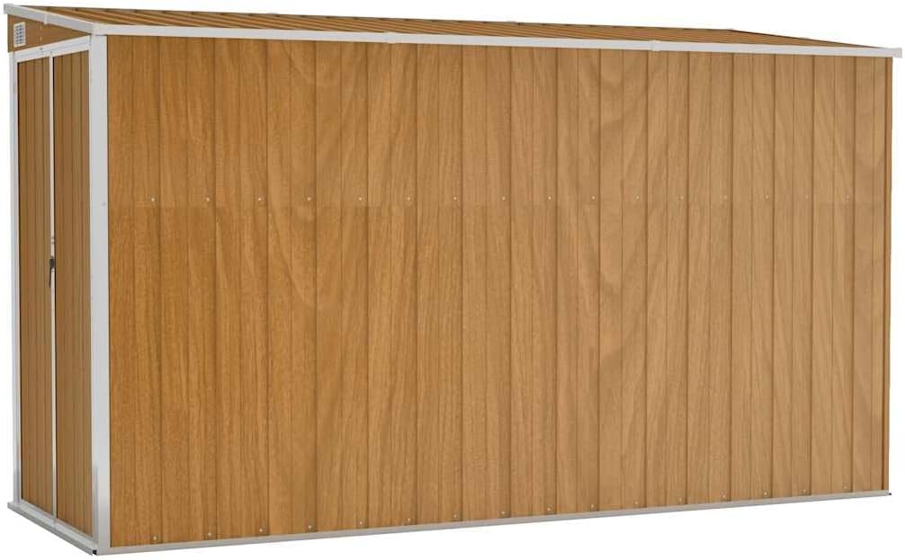 Solivagant Abri de Jardin Mural Marron 118 x 288 x 178 cm Acier galvanisé,(40.02 KG)