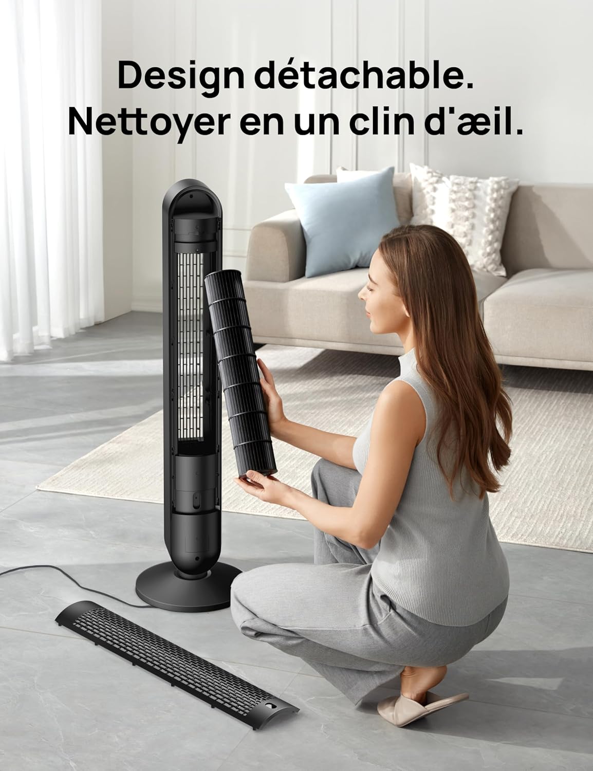 Dreo - Ventilateur colonne Alexa série - 106 cm - 9 vitesses, 4 modes, oscillation 90°, minuterie 12h
