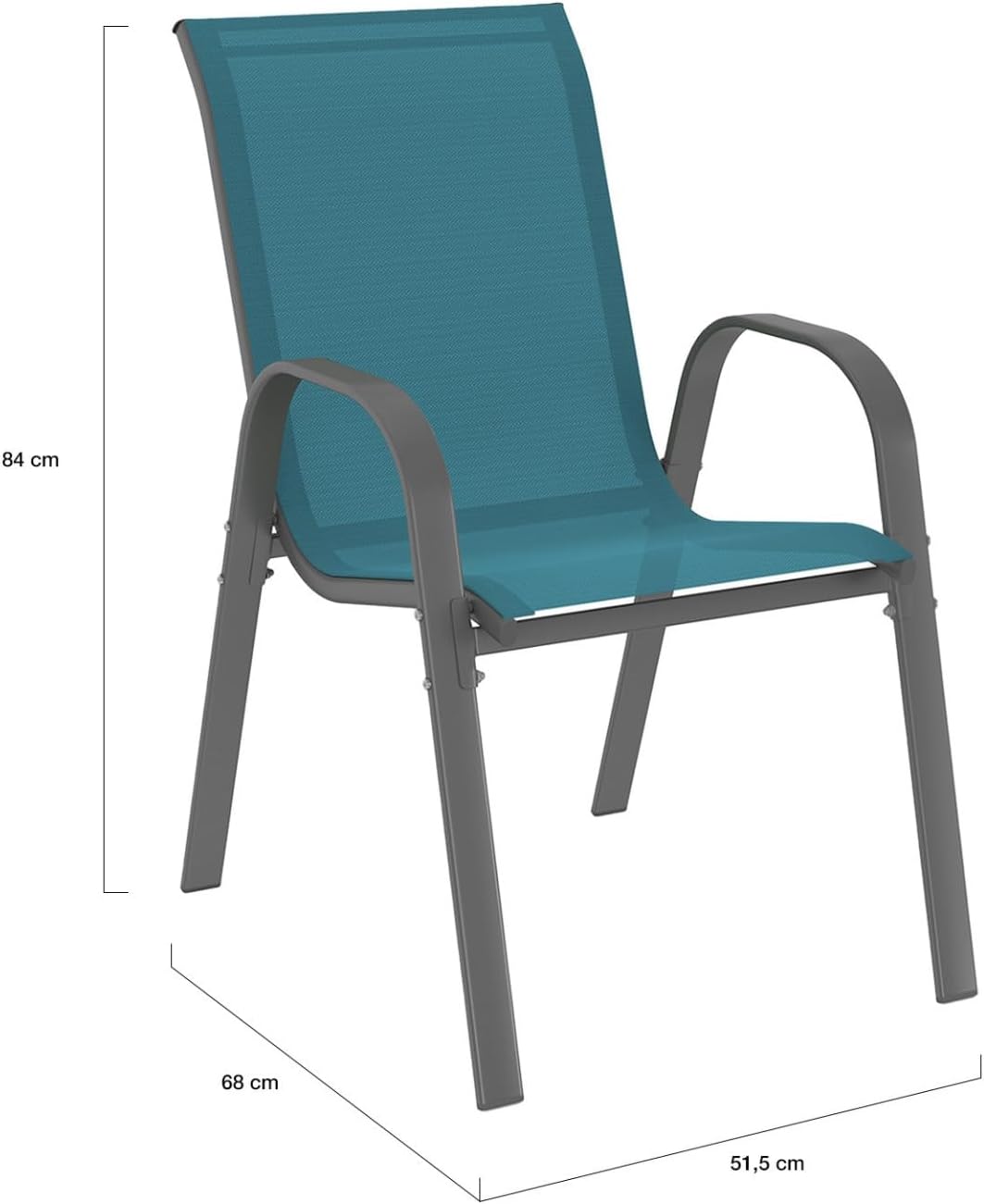 IDMarket - Madrid salon jardin 190cm, 8 chaises empilables bleu