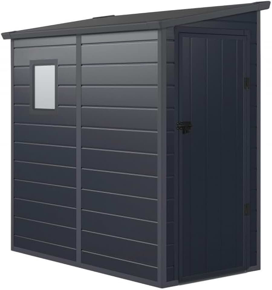 Jôbu - Abri de jardin adossé résine 2,09m², porte verrouillable, fenêtre, acier galvanisé