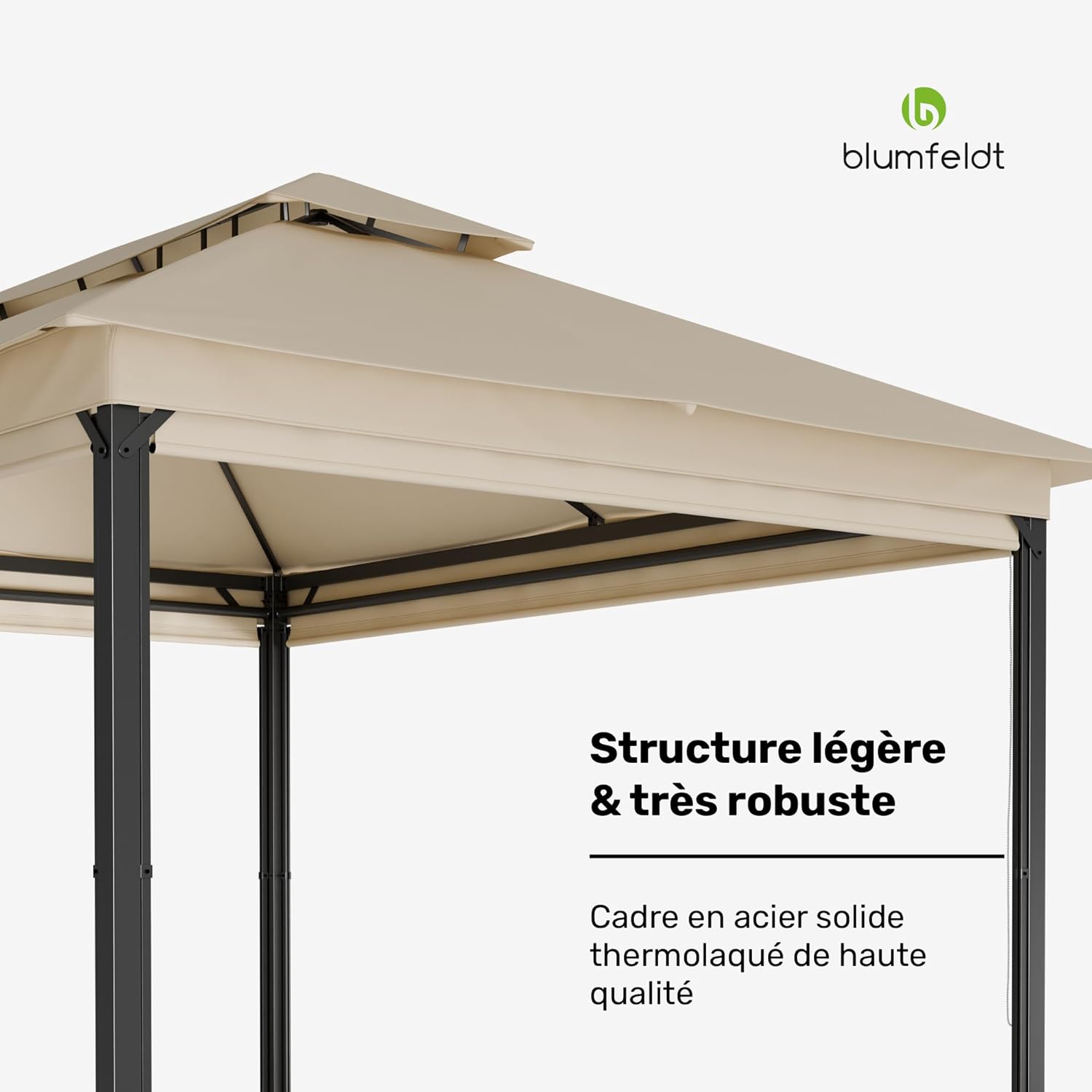 Blumfeldt - Grandezza Cortina - 3x4 m - acier, toit polyester, panneaux enroulables, beige