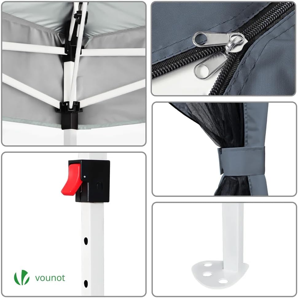 VOUNOT - tonnelle pop up - 3.6x3.6m - moustiquaire, anti-UV, acier