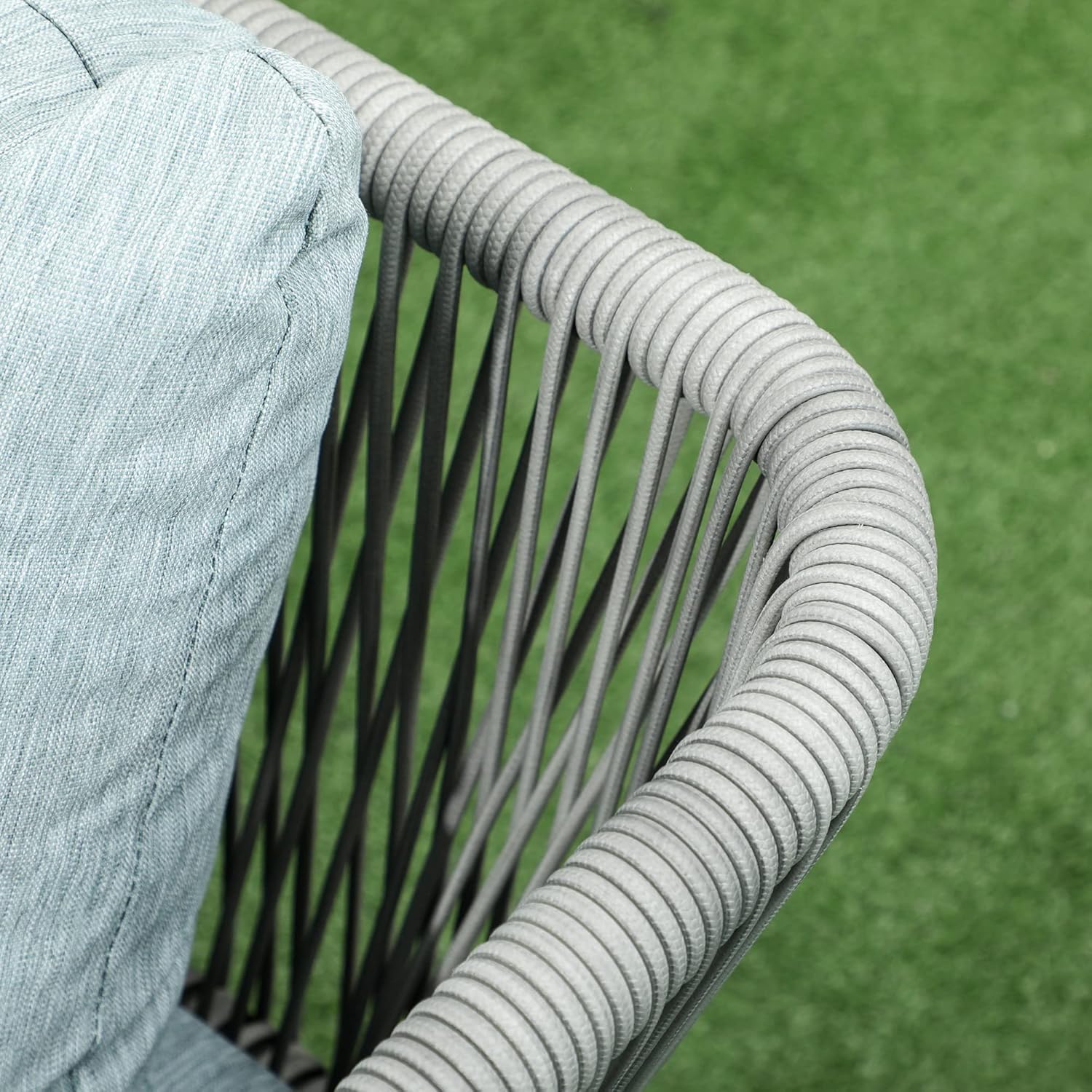 Outsunny - Salon de jardin d'angle résine tressée 4 places - alu, coussins inclus, gris