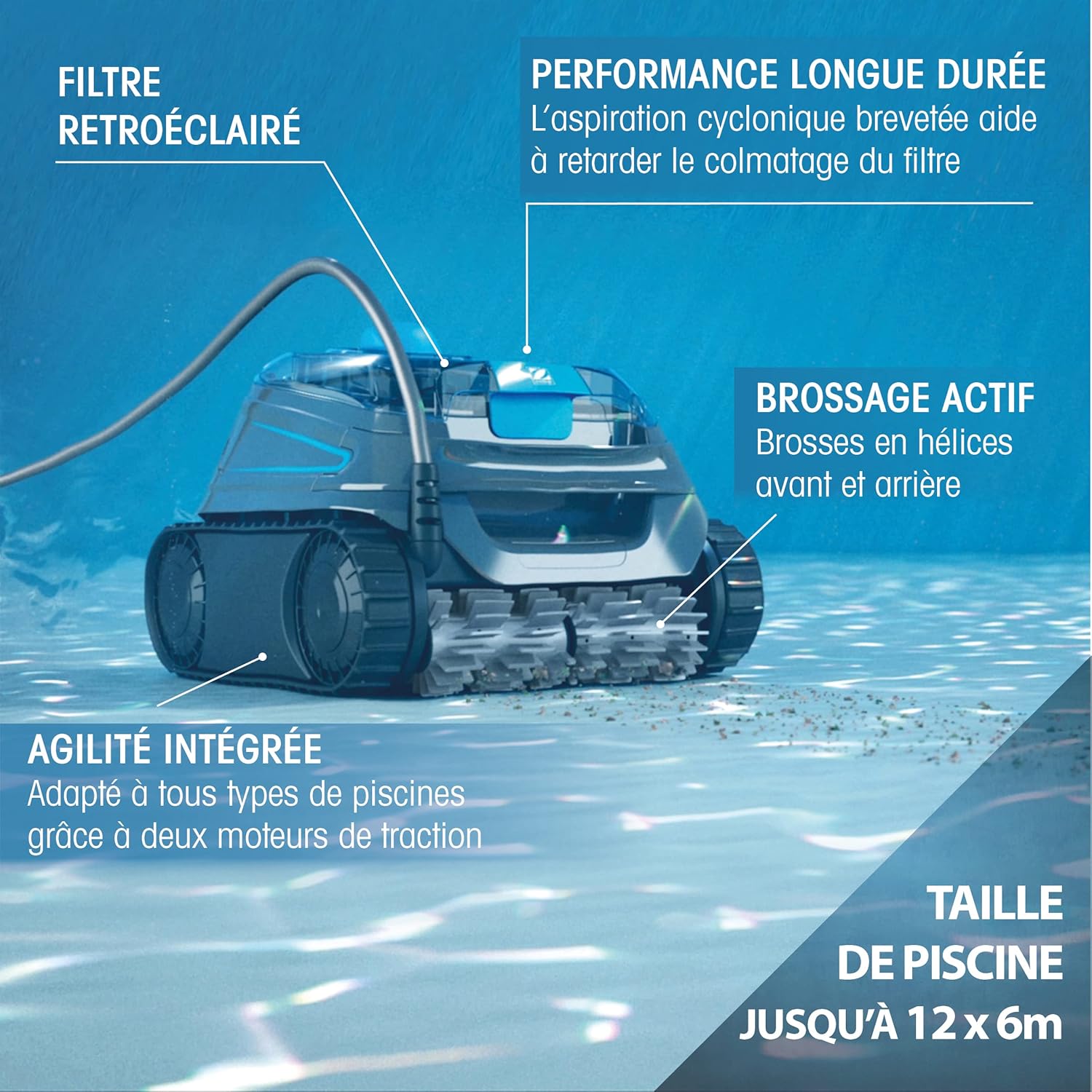 Zodiac - Robot électrique série IQ 12x6m, fond/parois, télécommande, CNX40IQ