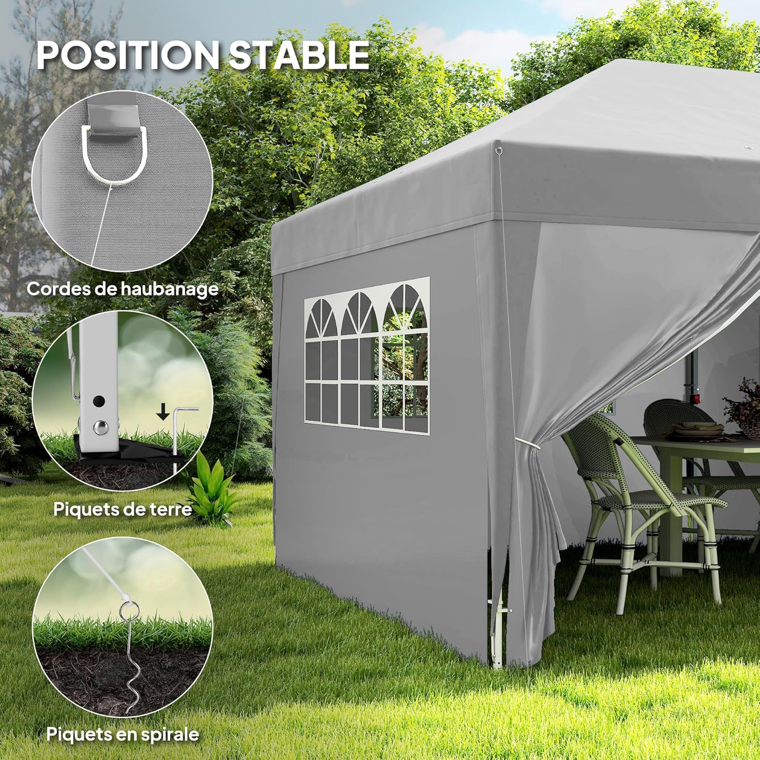 Outsunny - tonnelle pliante série Pop-up - 3x6m - 6 parois, sac transport, gris