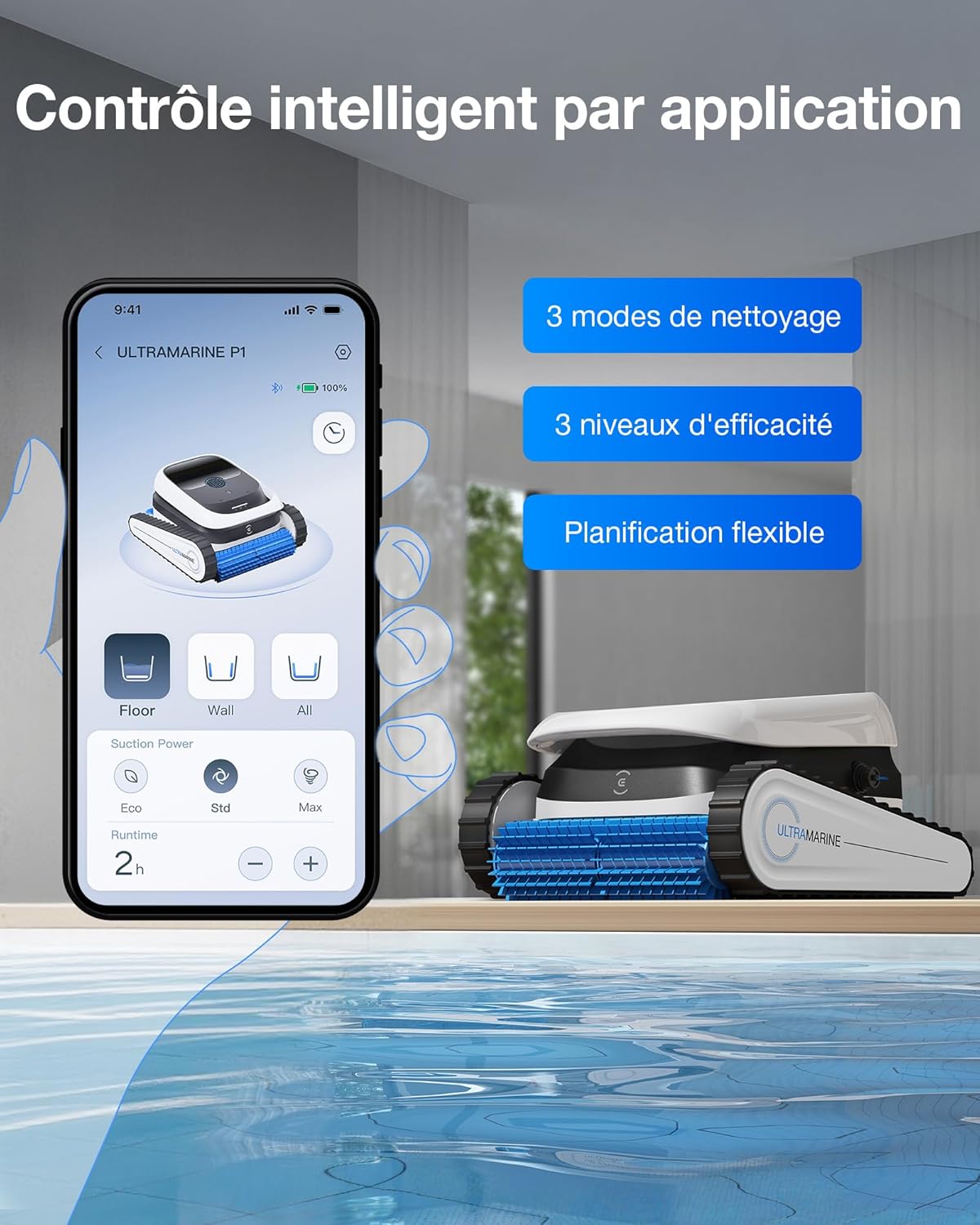 ECOVACS - Ultramarine P1 - 180 m² - 180 min, 300 L/min, filtration double, SmartNavi