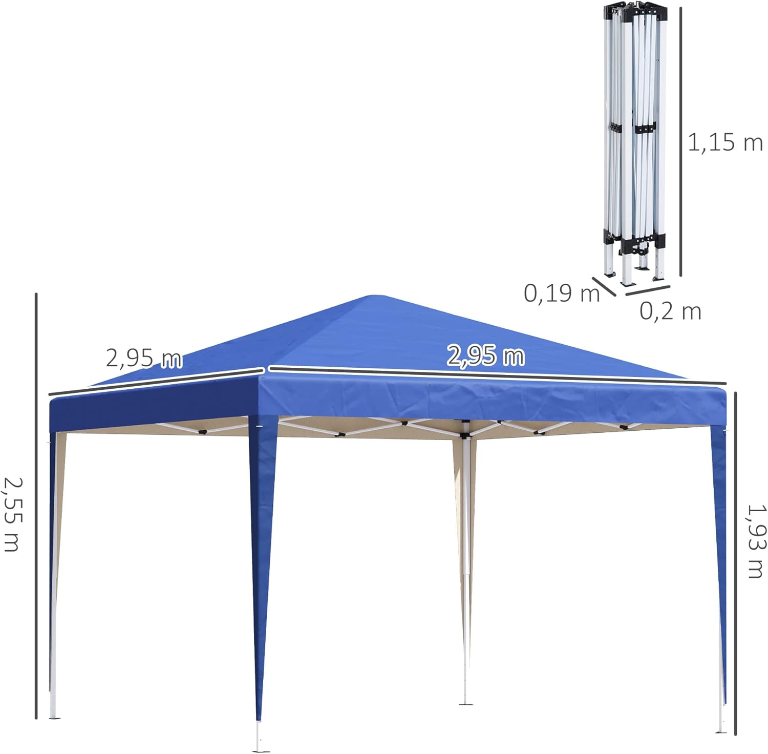 Outsunny - Tonnelle pliante 3x3m - Anti-UV, acier Oxford, sac de transport - TTPU3x3M-2024