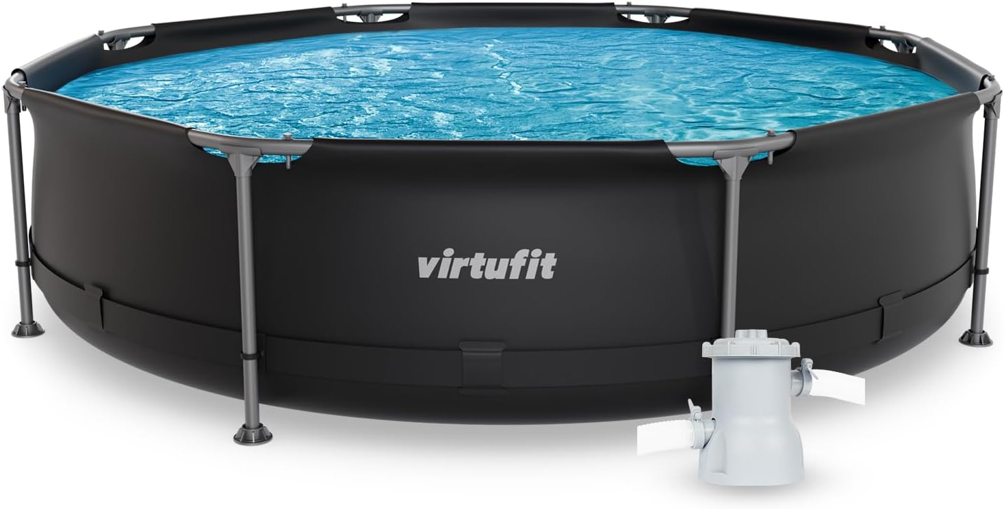 VirtuFit Piscine (Noir, Ø305 x 76 cm (INKL. Filterpumpe), Ronde)