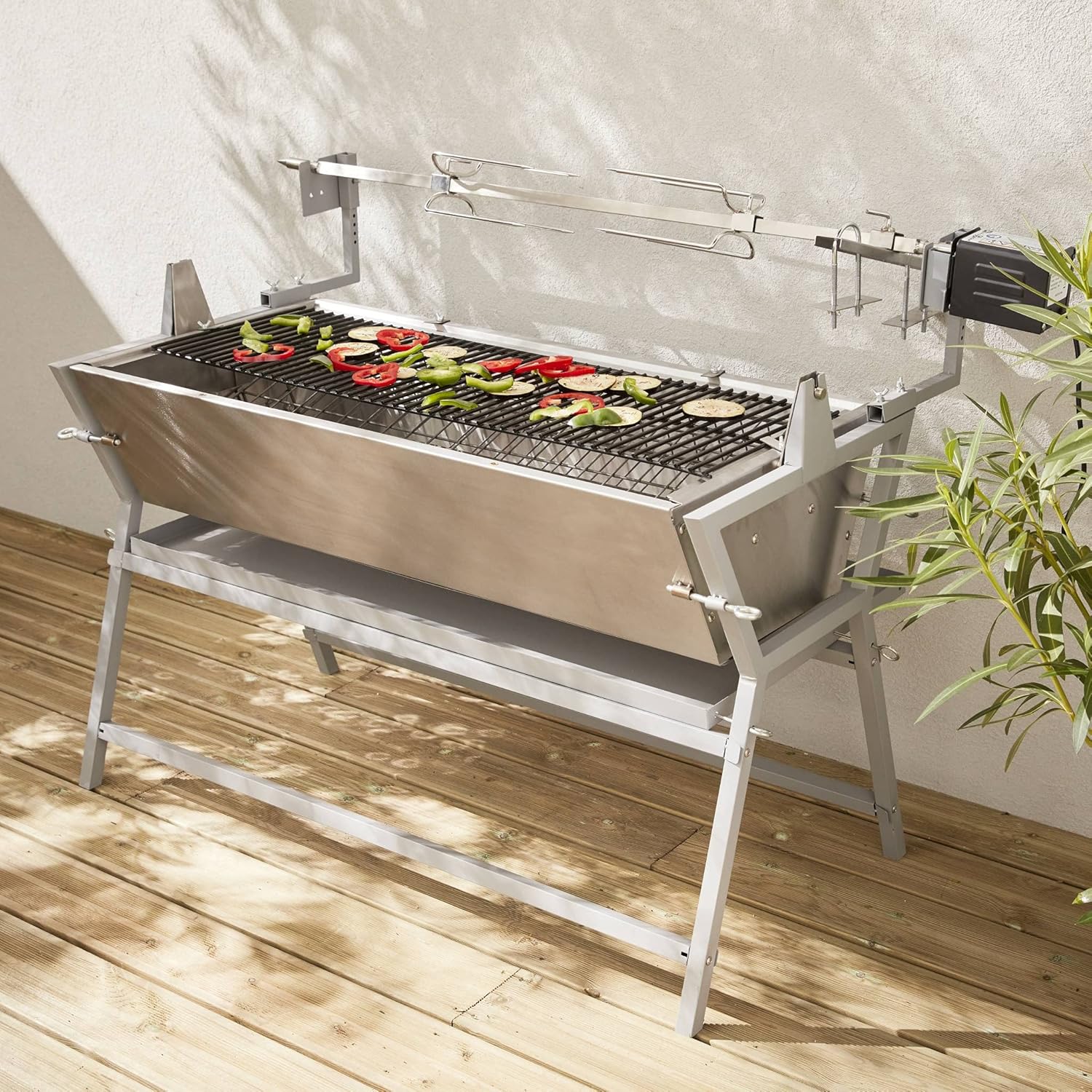 Alice's Garden - Mathurin Inox - rôtissoire inclinable, moteur barbecue, grillades réception
