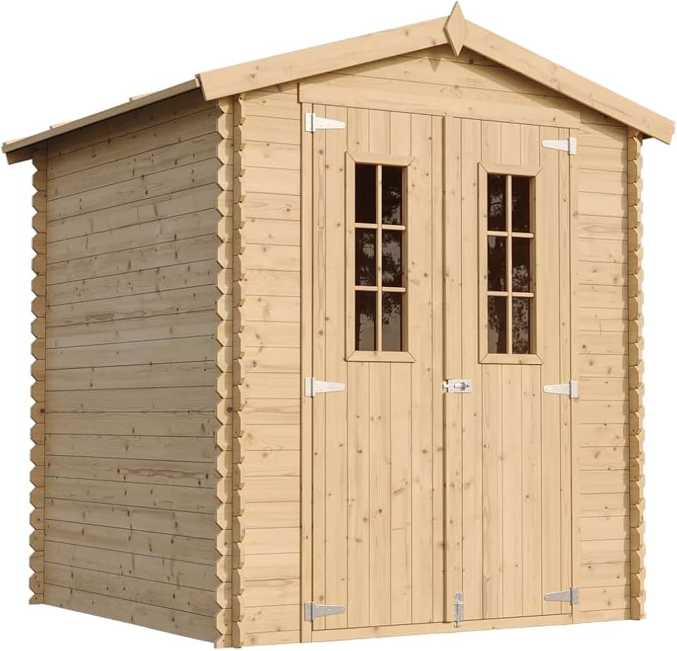 Timbela - Abri de jardin bois traité, 186x196x218 cm, 2,82 m², sol inclus, M320C+M320G