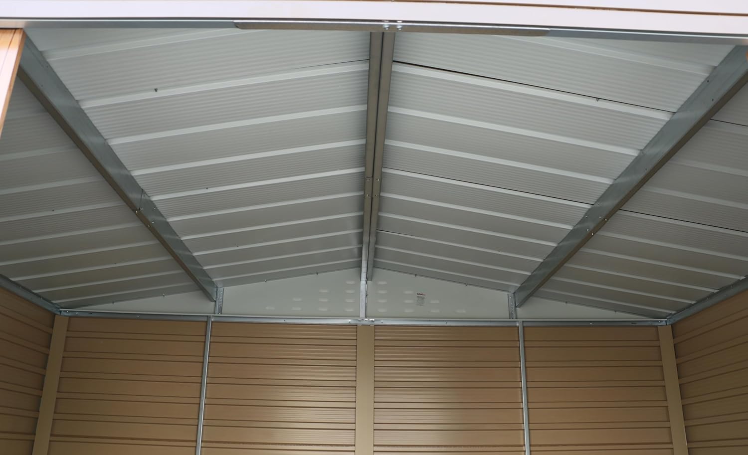 Duramax Alpine 10 x 8 (7,82 m²) Abri de Jardin en métal avec Base, Acier galvanisé à Chaud, Structure de Toit renforcée, Abri de Jardin sans Entretien et résistant aux intempéries, Grain de Bois