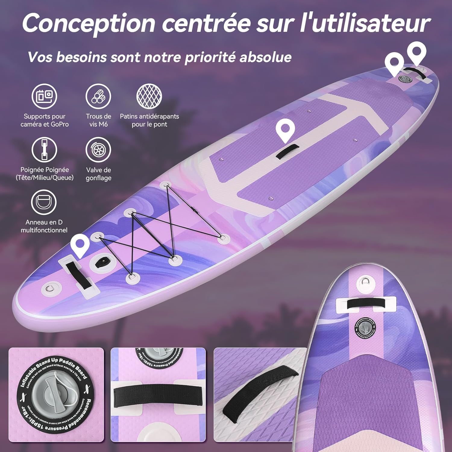 YU YUSING - Paddle Gonflable Série Adulte - 320/335cm - 2 personnes, siège kayak, pagaie alu, support caméra, jusqu'à 15