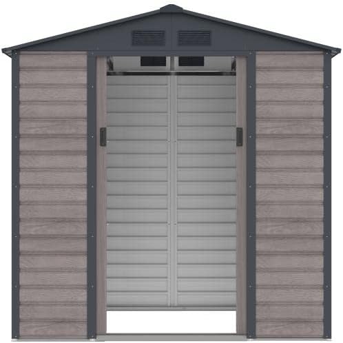 Vente-unique - abri de jardin acier galvanisé 2,79m², effet bois gris - ADELMO