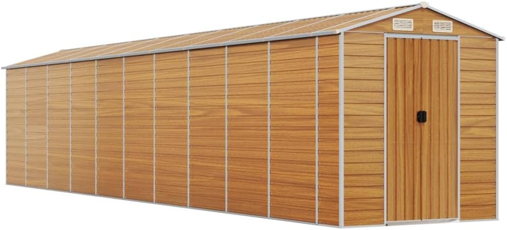 vidaXL Abri de Jardin Marron Clair 191x895x198 cm Acier galvanisé