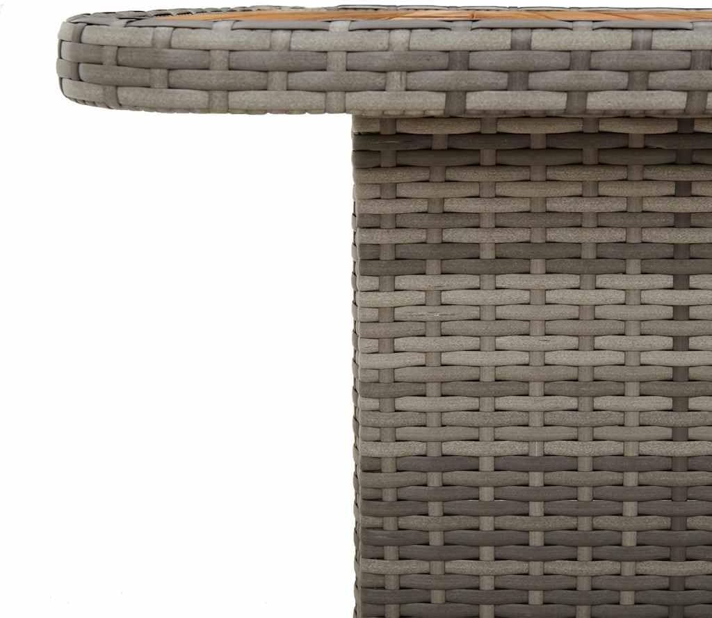 vidaXL - table basse jardin - gris résine tressée, bois acacia, patio,