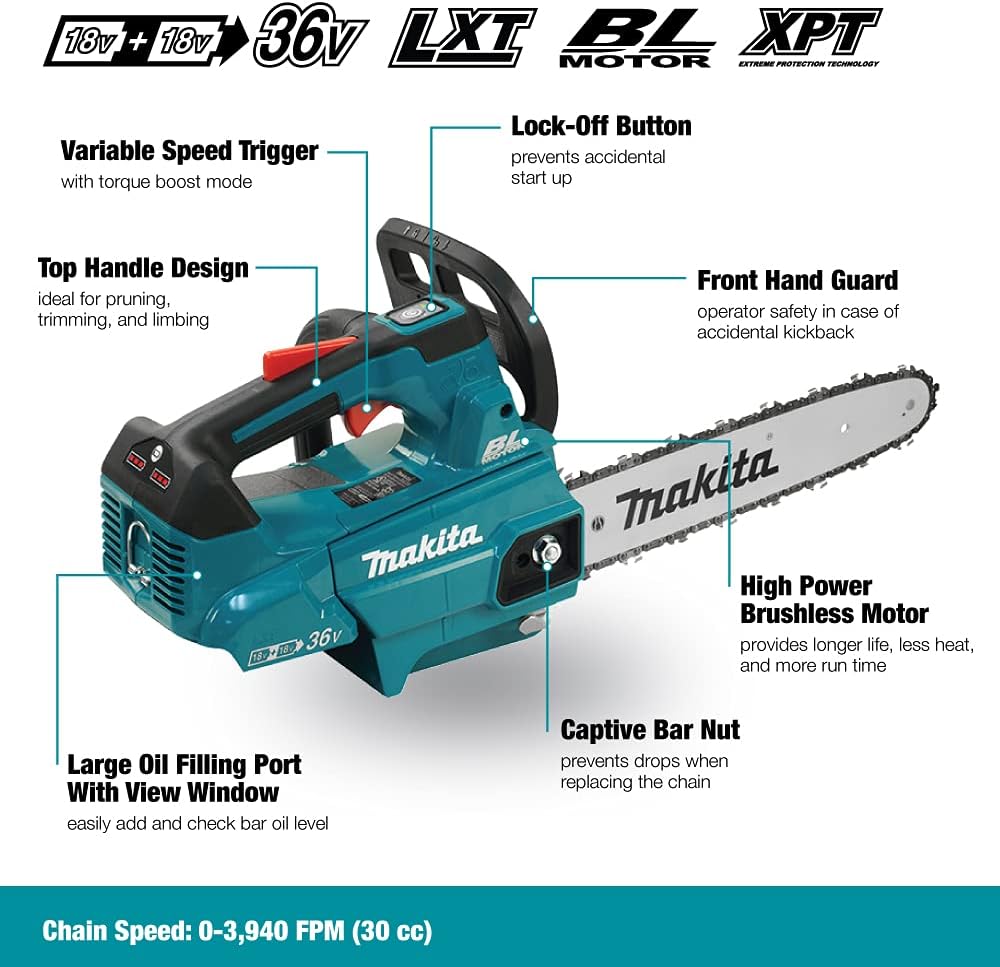 Makita - tronçonneuse élagueuse sans fil 30 cm, 36V Li-Ion, DUC306Z