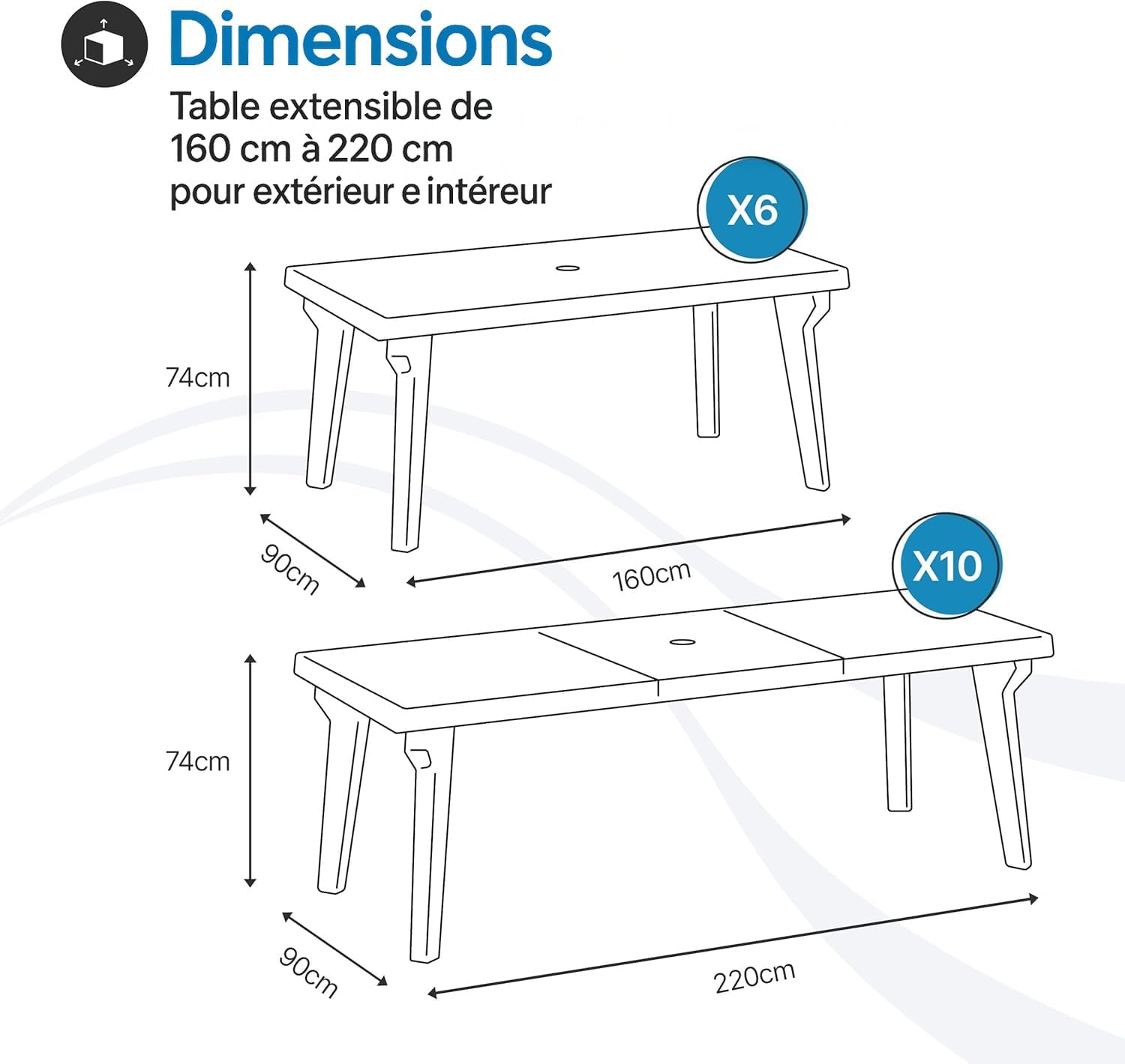 Tomaino - Berg extensible - 160/220x90x74 cm - pieds démontables, anthracite, NEWANTHRACITE