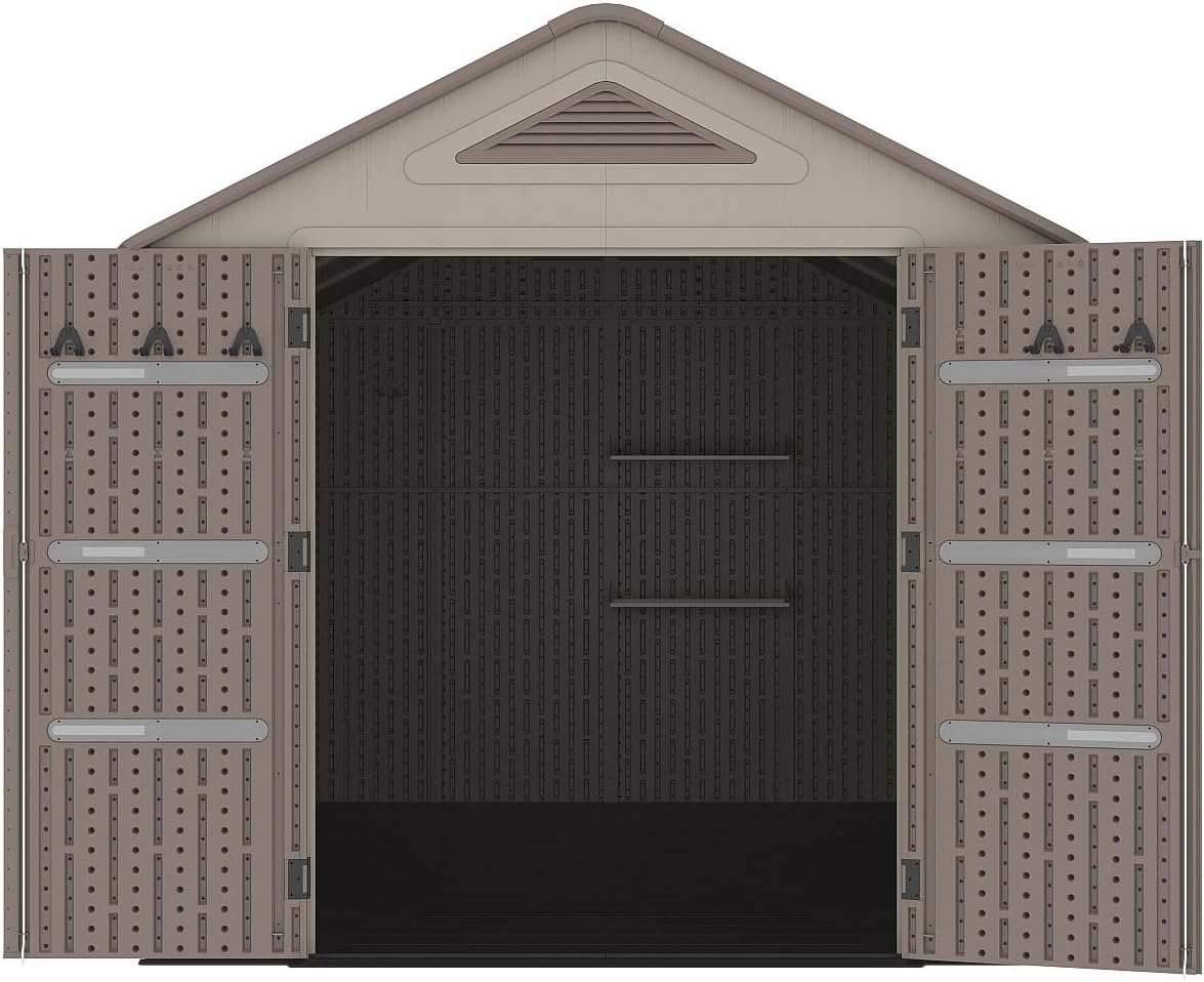 Vente-unique - Abri de Jardin Beige/Marron 9,5m² résine, plancher, ép. 22mm ANTEVA