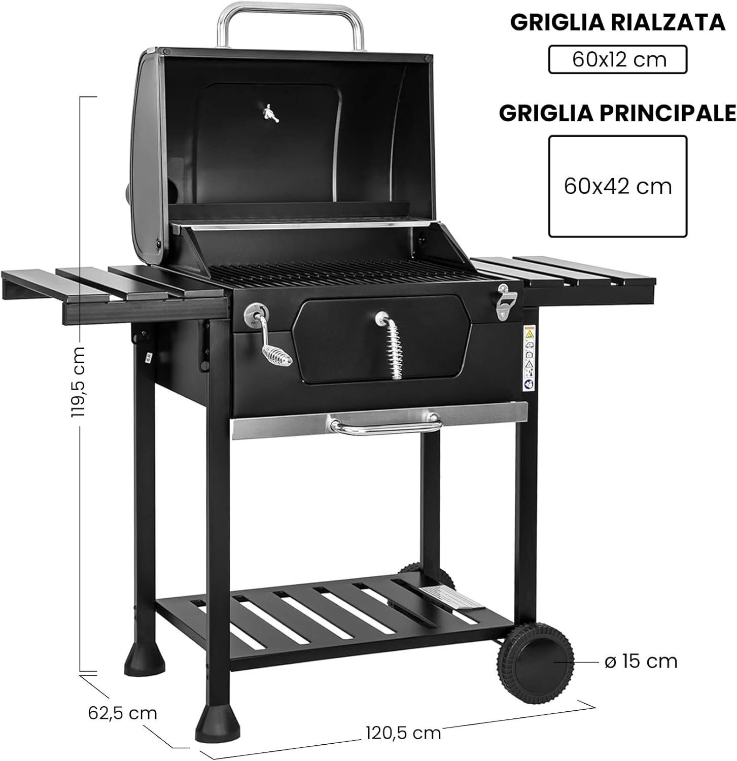 BRIGROS - MasterCook - barbecue acier roues thermomètre double grille
