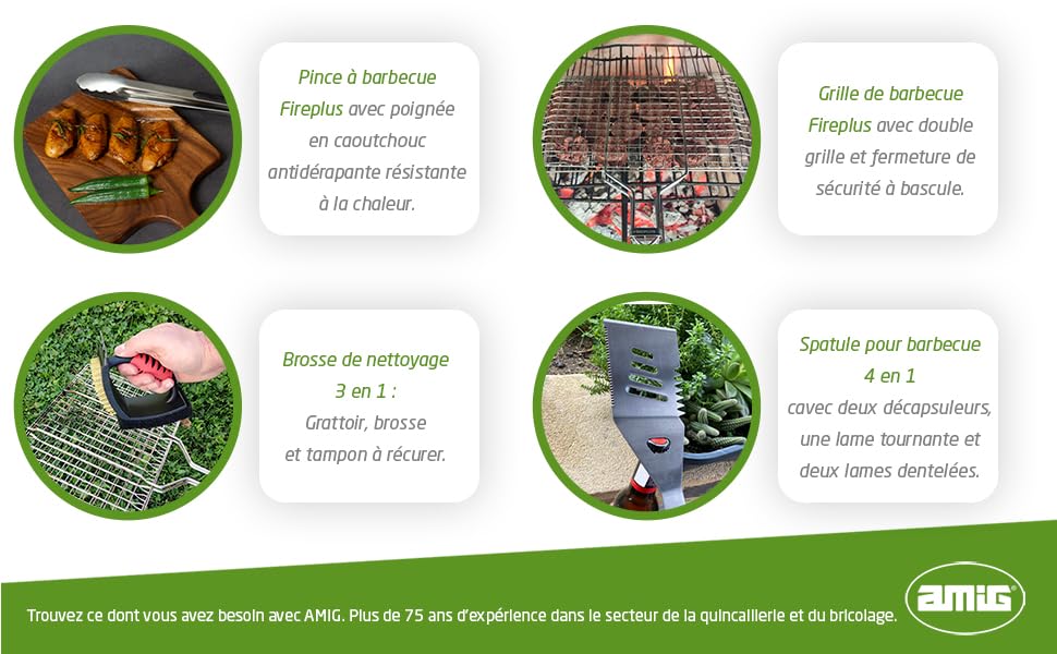 Amig - Fireplus Barbecue au Charbon de Bois ou au Bois | Barbecue avec Roues et Plateaux Latéraux