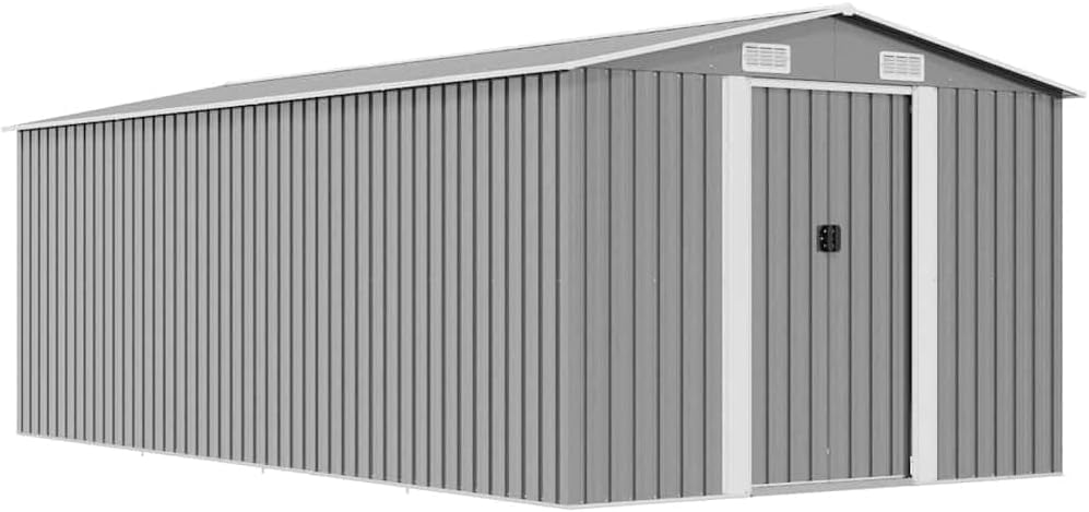 vidaXL Abri de Jardin 257x489x181 cm Métal Gris Terrasse Patio Cabane à Outils