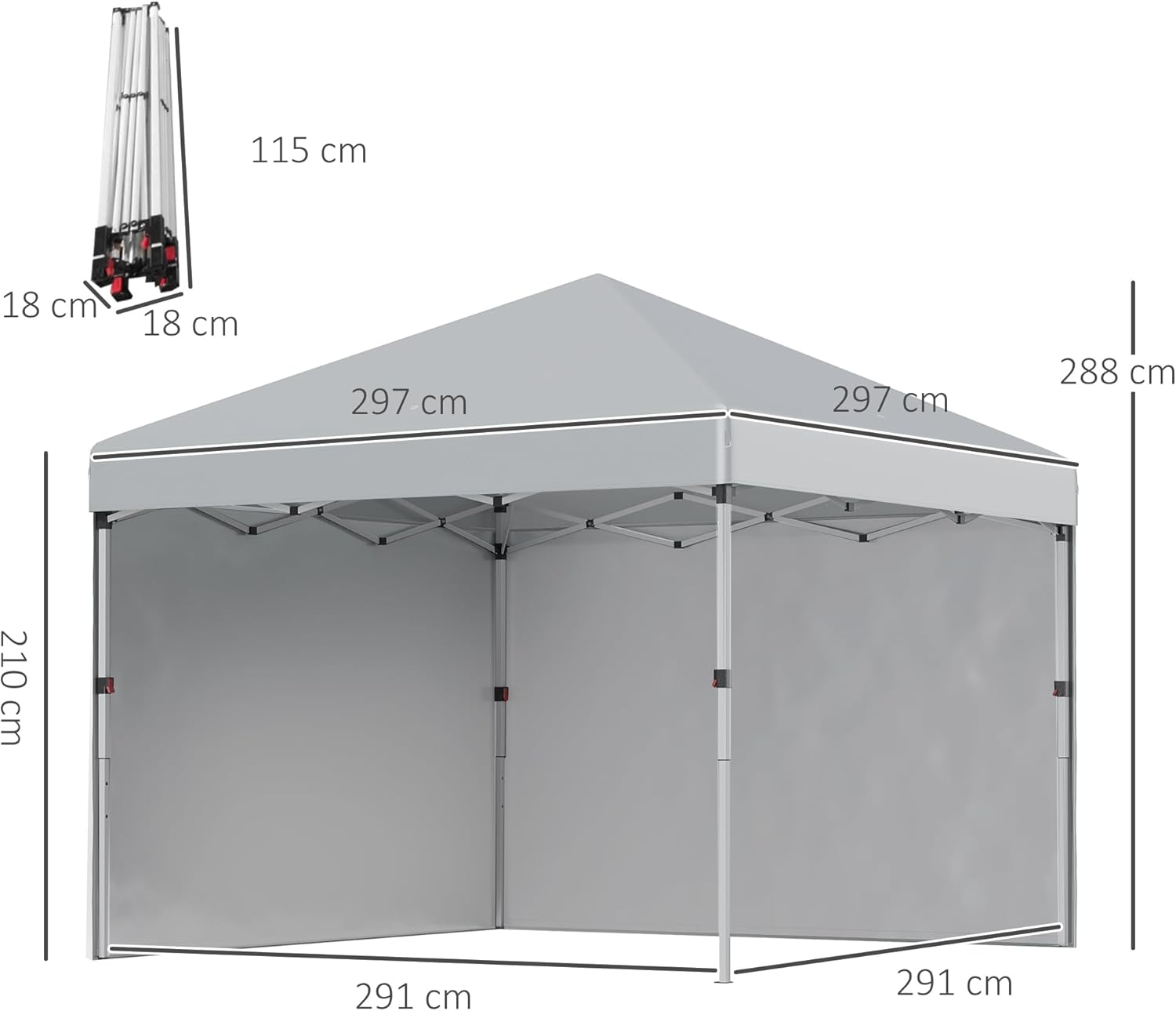 Outsunny - tonnelle pop-up réglable UV30+ 297x297x288cm - 2 parois, sac inclus