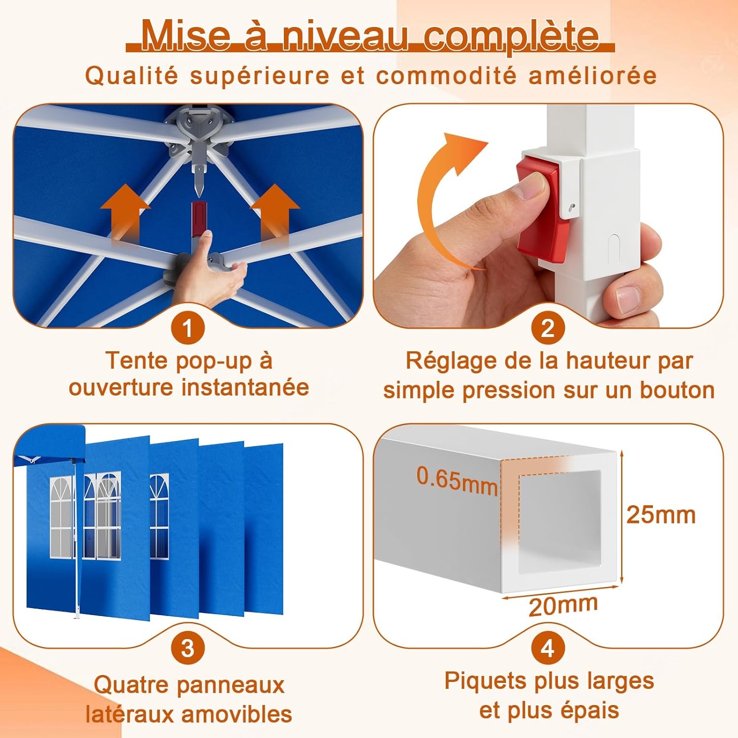 Devoko - tonnelle pliante - 3x3 m - imperméable, 4 parois, UV 50+