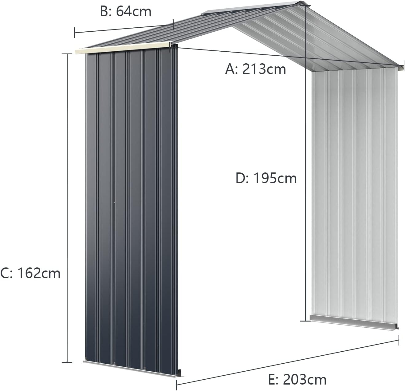 COSTWAY - Kit extension abri jardin - 213,5x127x194,5cm - gris