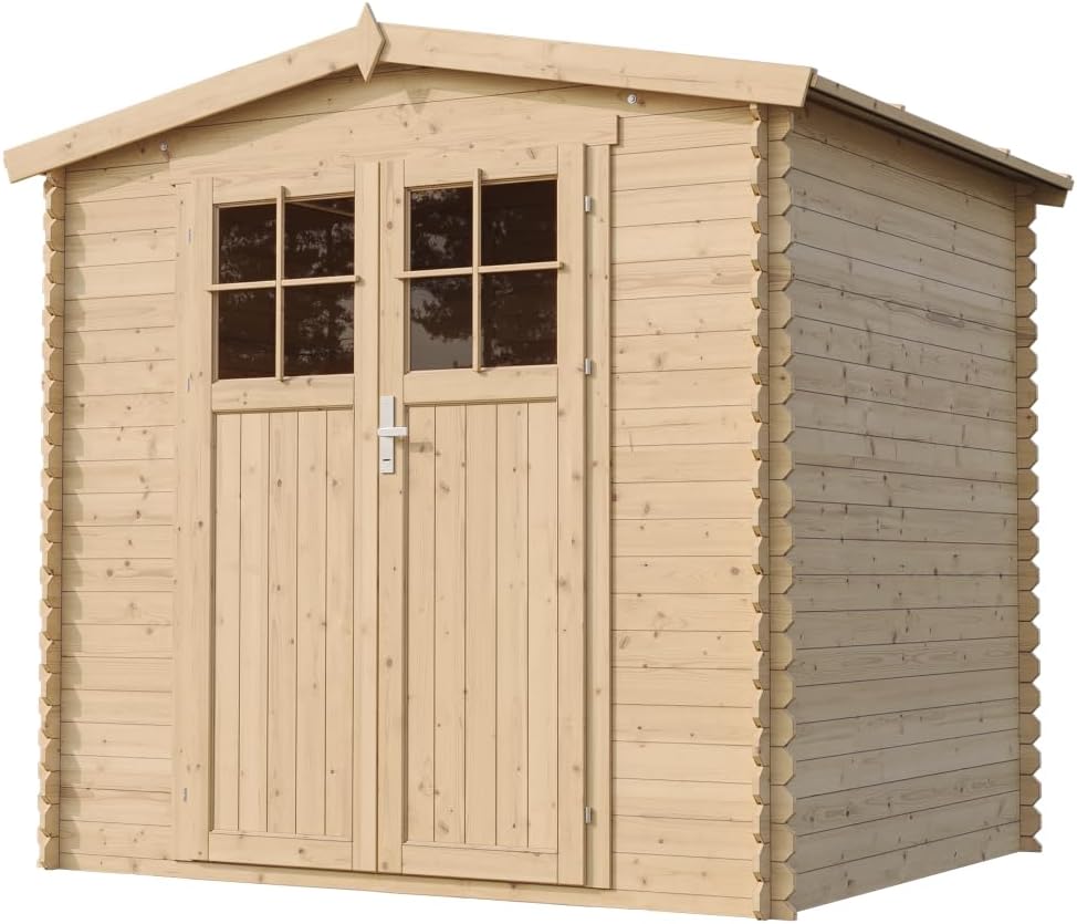 TIMBELA - abri de jardin bois, 4,33m², toit étanche, porte sécurisée, M369F+M369G
