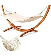 HOMAVO Hamac avec Support en Bois, Ensemble Double Hamac, 200 kg de Charge, 320×120×120 cm, Haute...