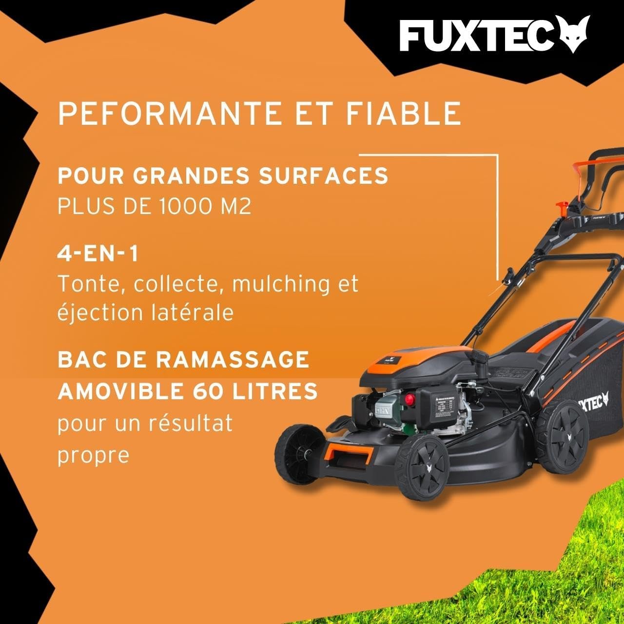 FUXTEC - FX-RM5170PRO - 51cm coupe - autotractée, 4 temps, 4 CV, bac 60L
