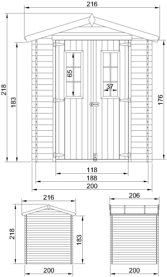 Abri jardin bois traité 3.53 m2,