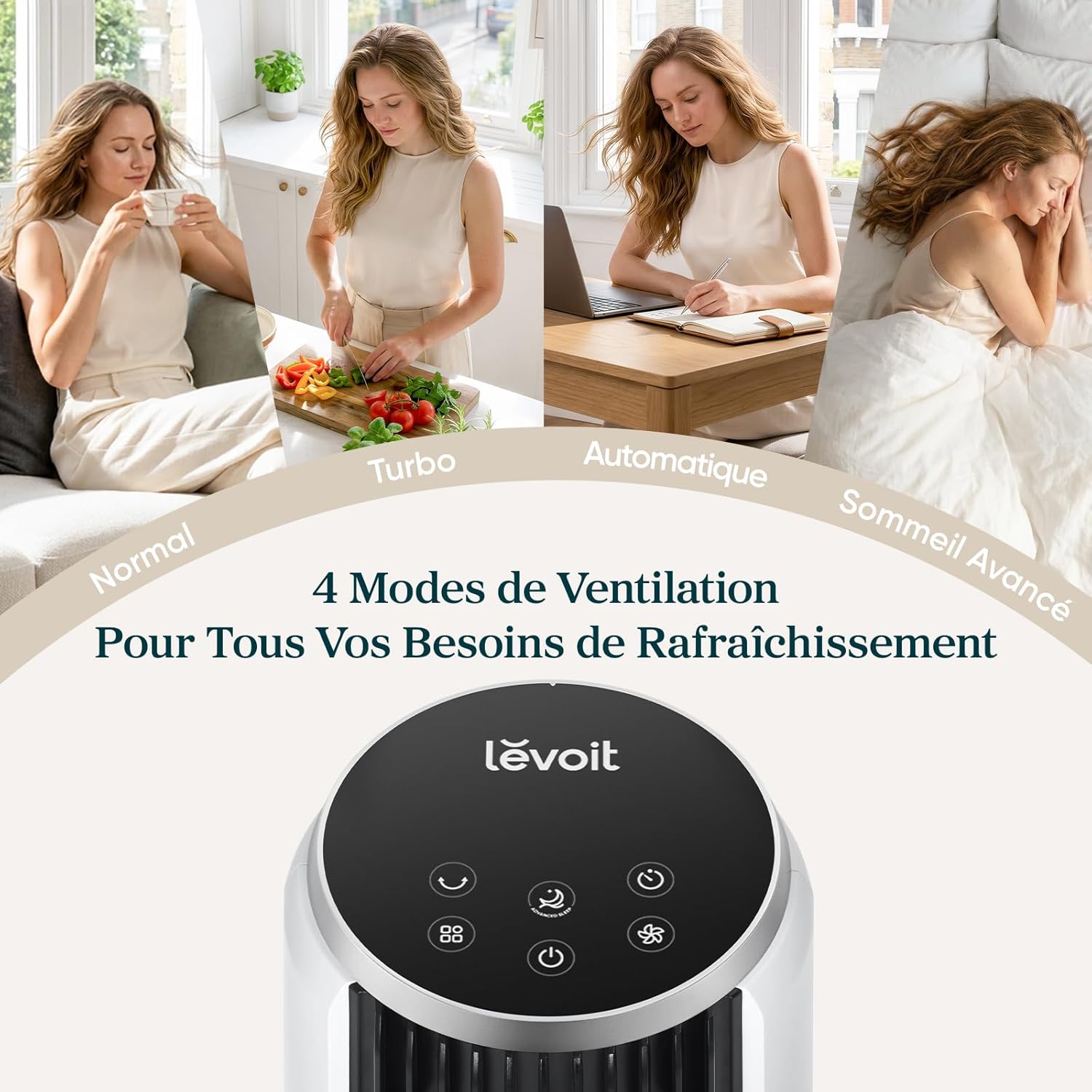 Levoit - Ventilateur colonne 26W - moteur DC, 12 vitesses, télécommande