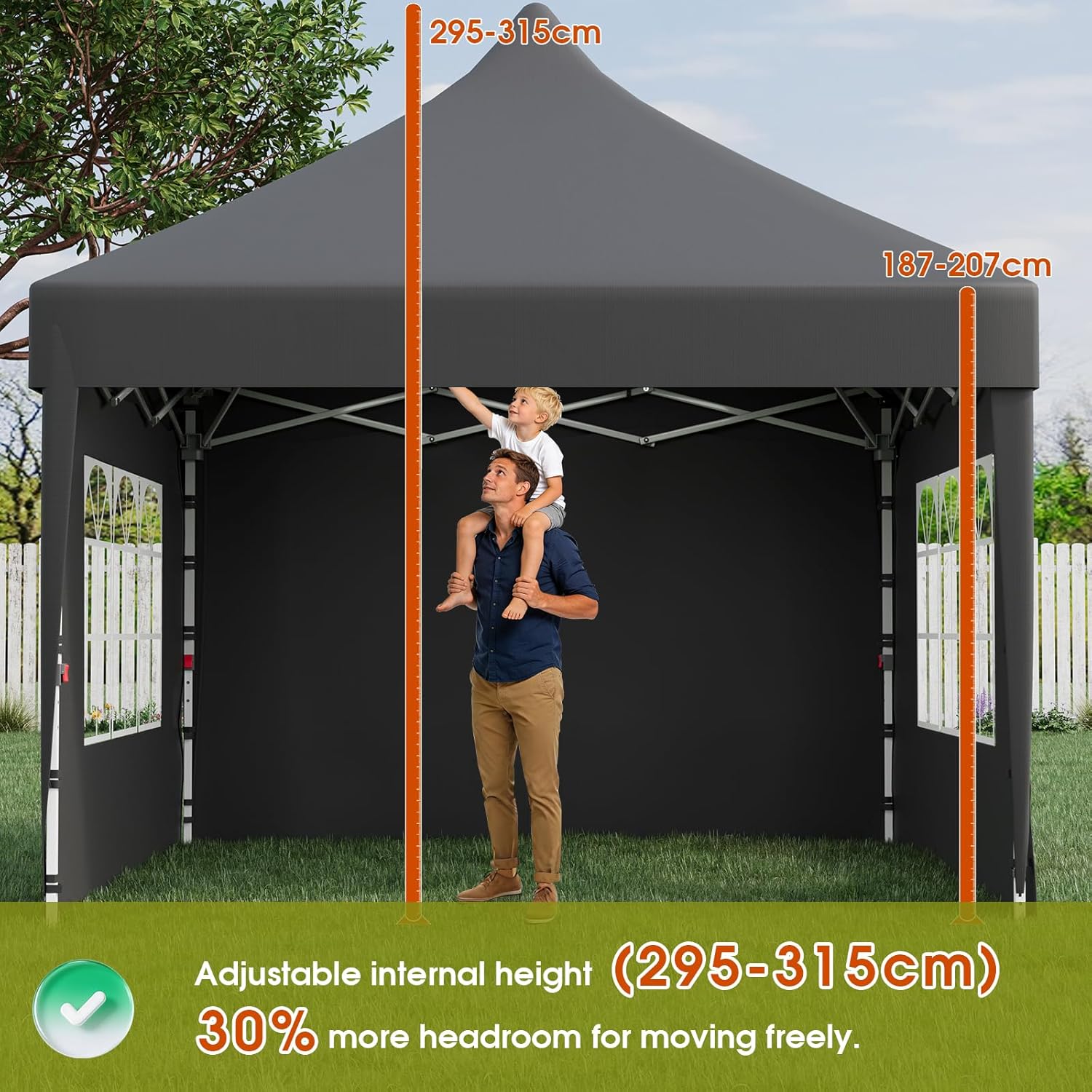 JUMMICO - Tonnelle pliante 3x3m - toile oxford imperméable, hauteur +10cm
