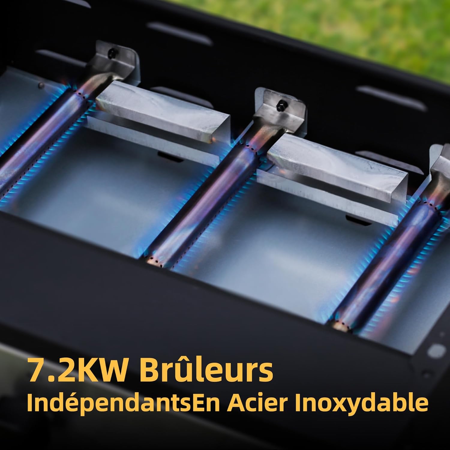 BIGHORN - Plancha gaz 3 brûleurs avec chariot, couvercle - 7,2 kW