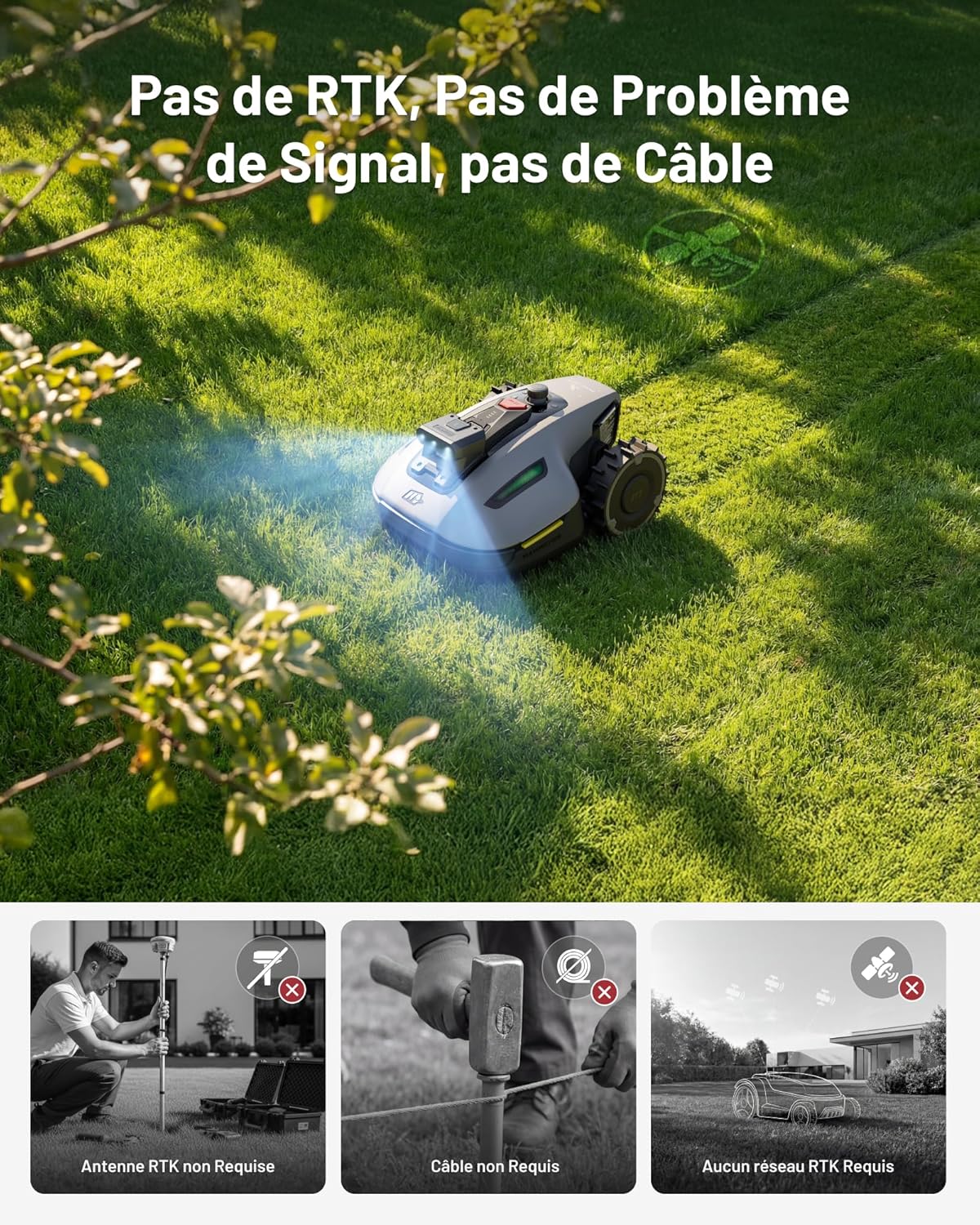 Mammotion - Yuka Mini 2 - jusqu’à 500m² - IA 3 caméras, mini garage, signal stable
